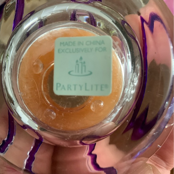 5 Partylite Jollyville Glass Tea Light Candle Holders Wrapped Candy Style/Drizzl - Picture 4 of 6